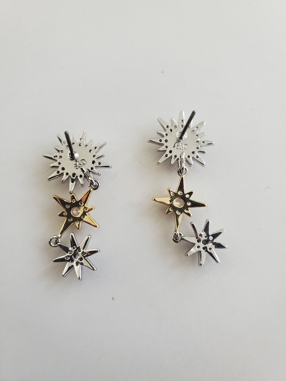 Stella & Dot Two-Tone Starburst Drop Earrings in Gold and Silver - Picture 3 of 3